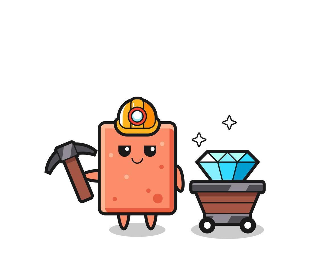 Character Illustration of brick as a miner vector