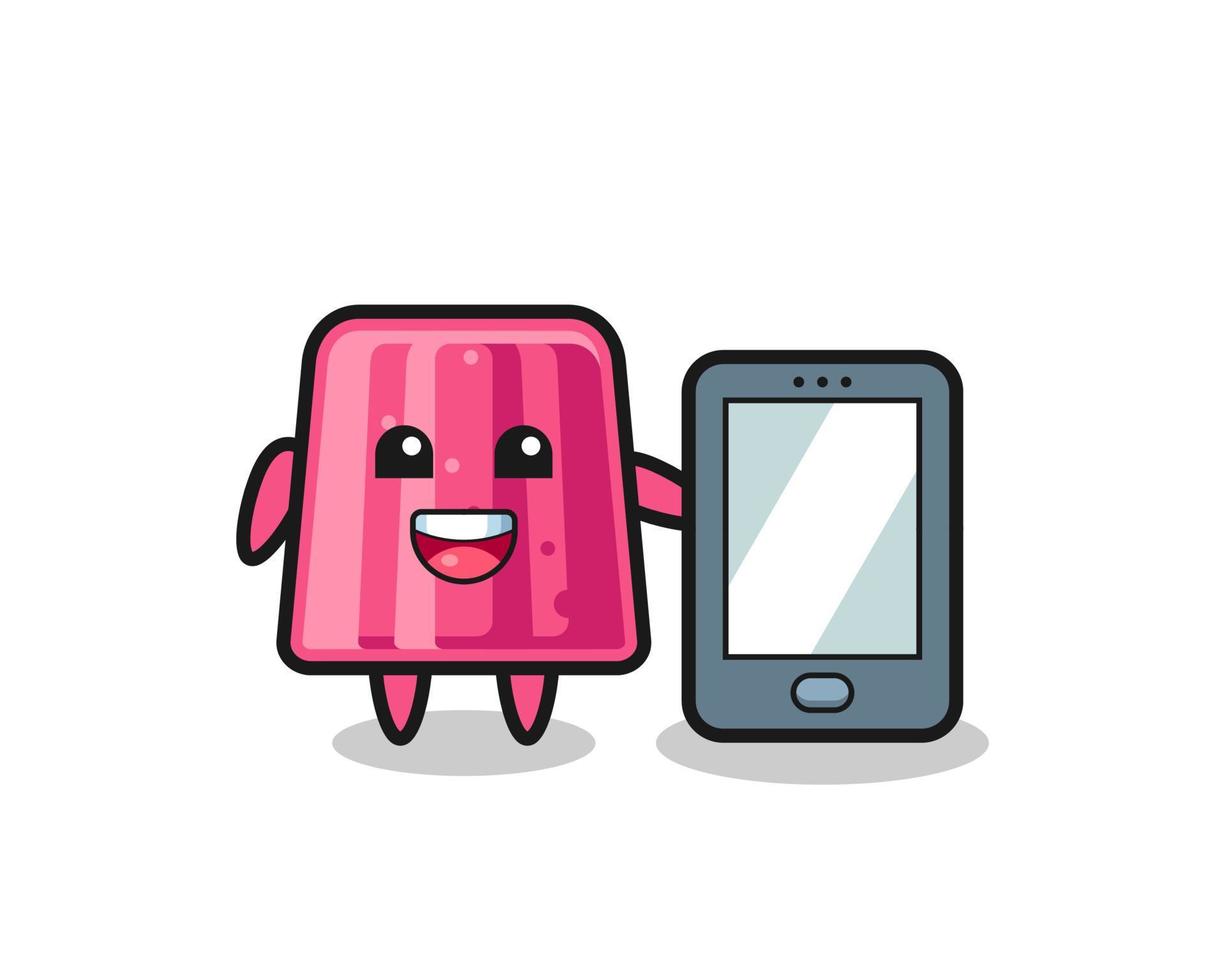 jelly illustration cartoon holding a smartphone vector