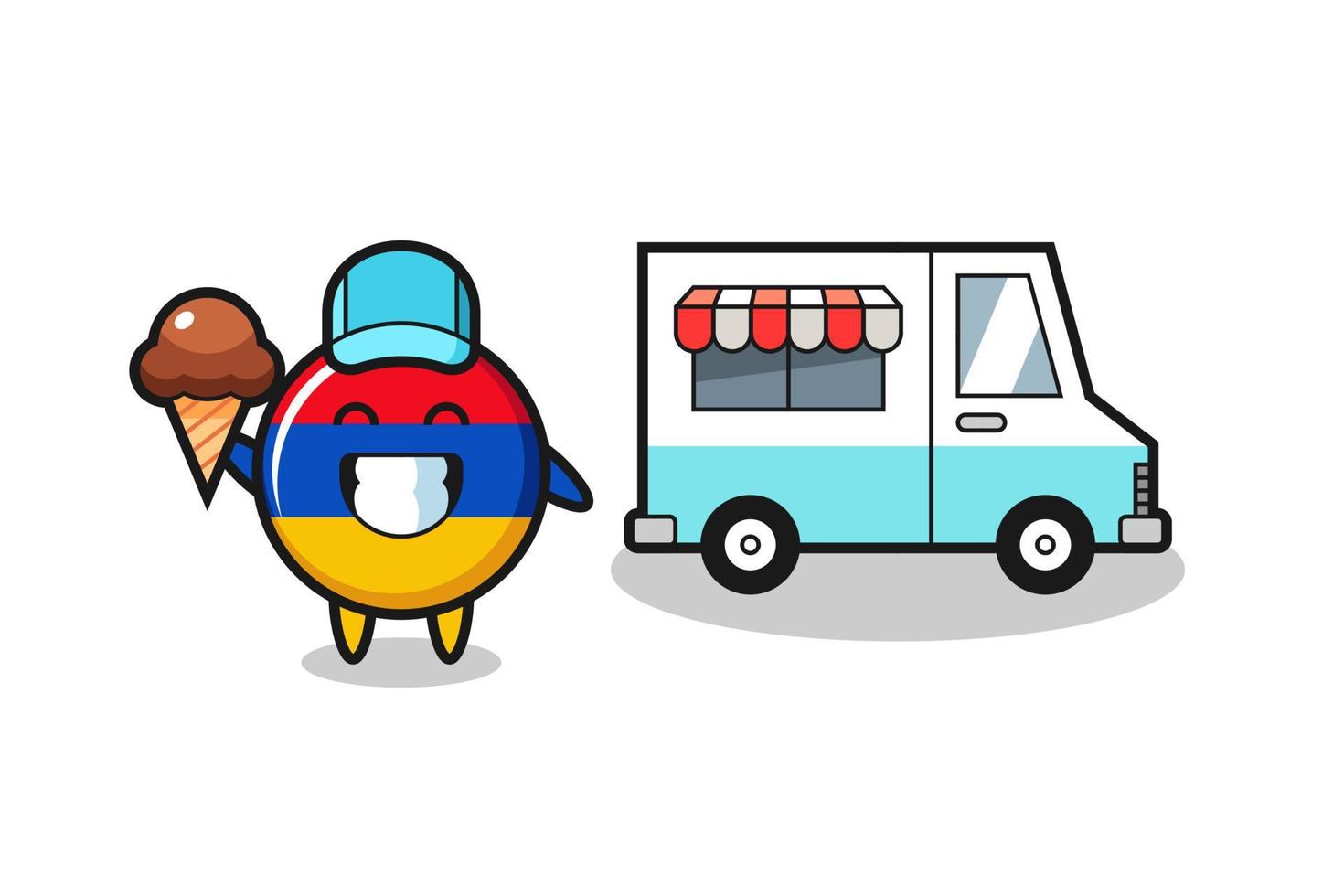 Mascot cartoon of armenia flag with ice cream truck vector