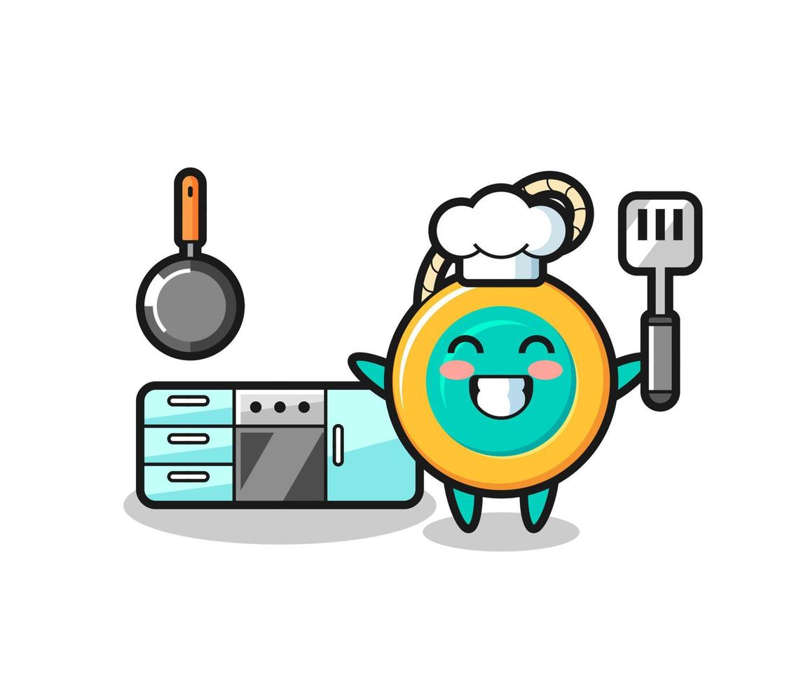 yoyo character illustration as a chef is cooking vector
