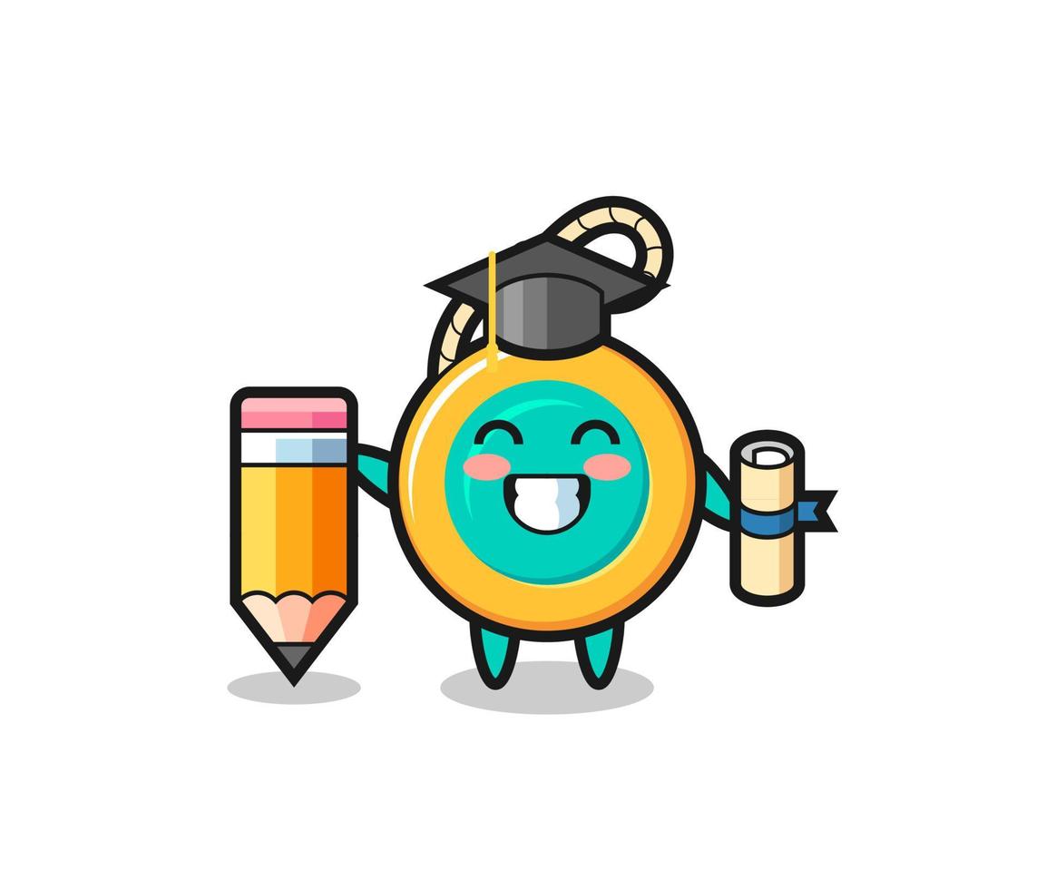 yoyo illustration cartoon is graduation with a giant pencil vector