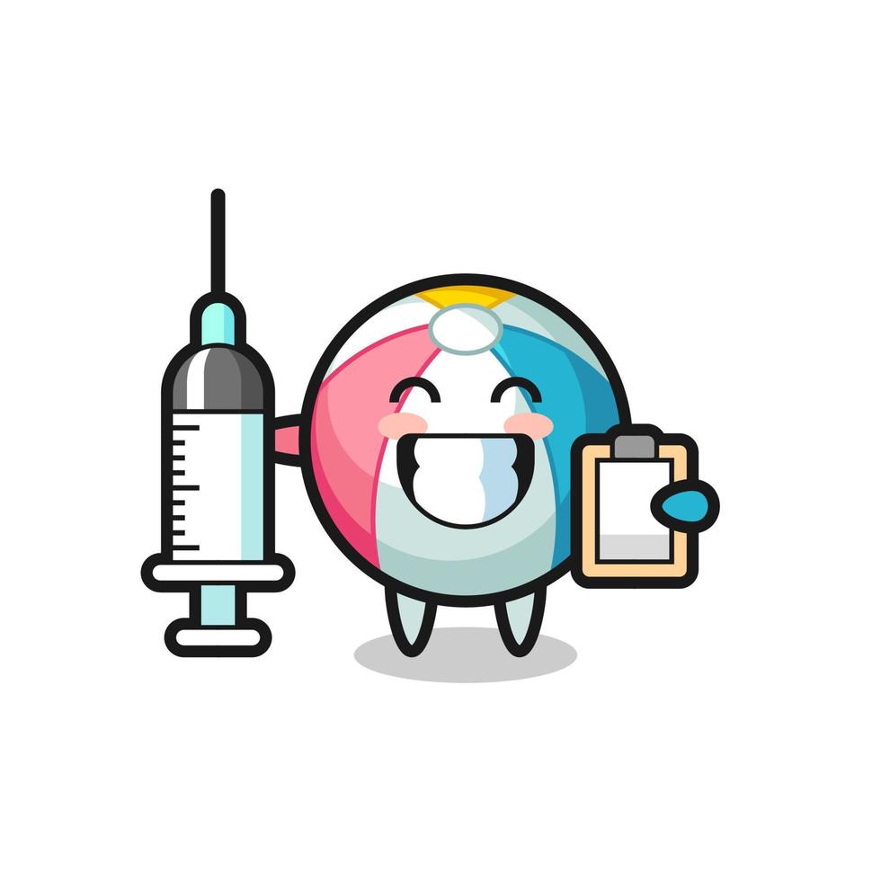 ilustración de mascota de pelota de playa como médico vector