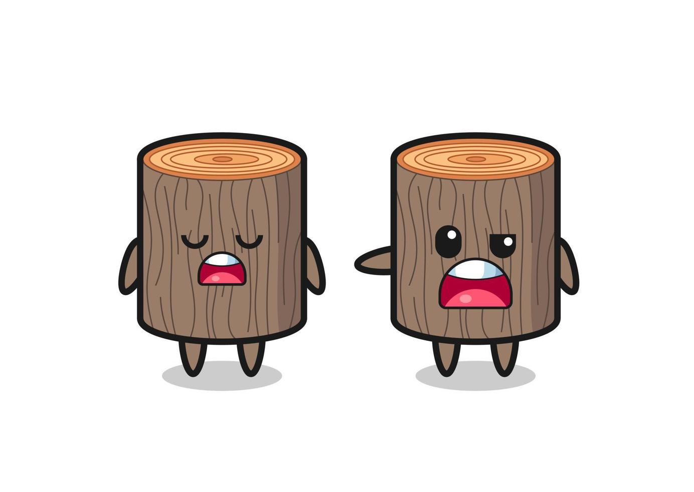 illustration of the argue between two cute tree stump characters vector
