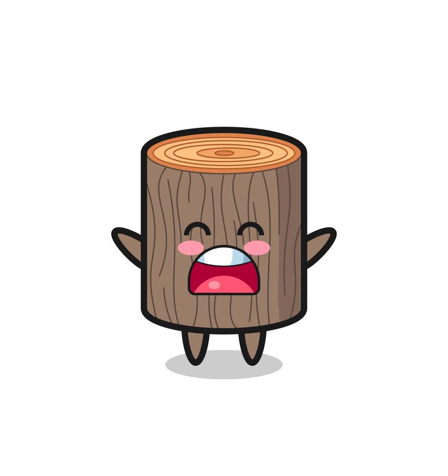 cute tree stump mascot with a yawn expression vector