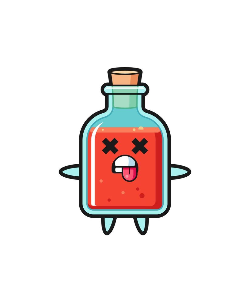 personaje de la linda botella cuadrada de veneno con pose muerta vector