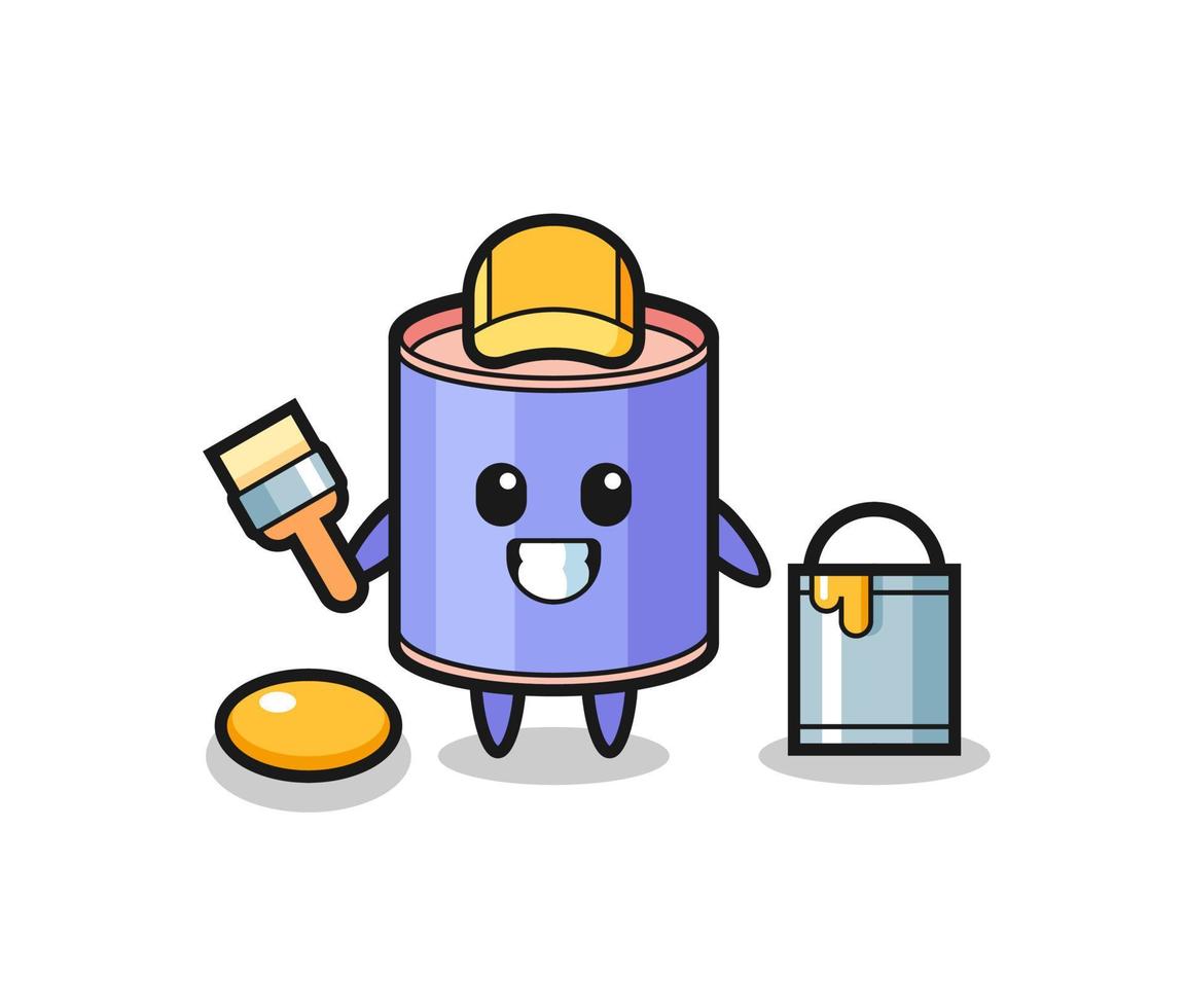 Character Illustration of cylinder piggy bank as a painter vector