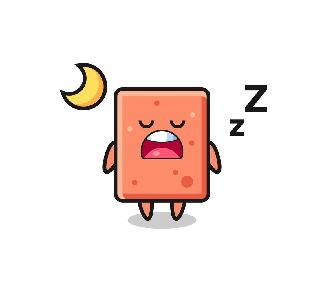 ilustración de personaje de ladrillo durmiendo por la noche vector