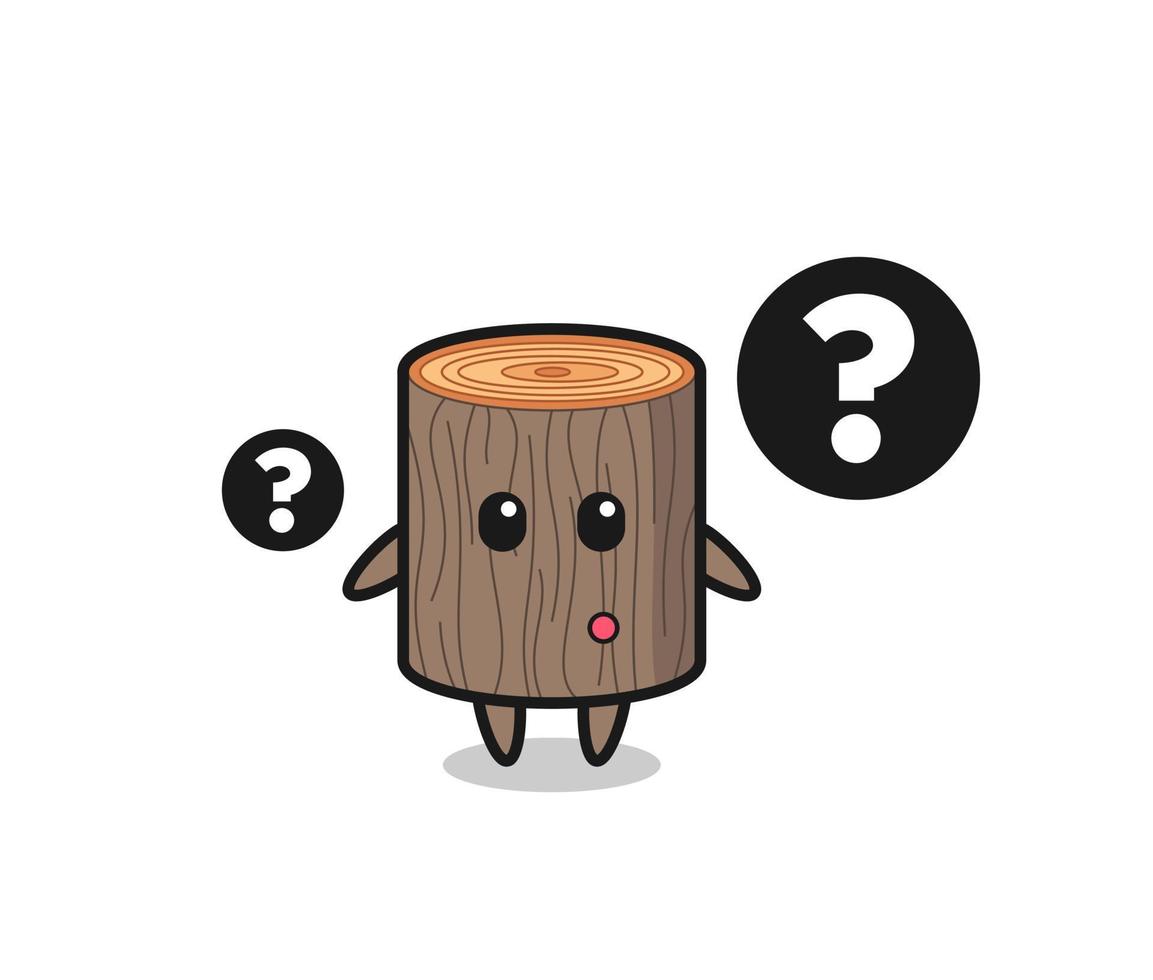 Cartoon Illustration of tree stump with the question mark vector