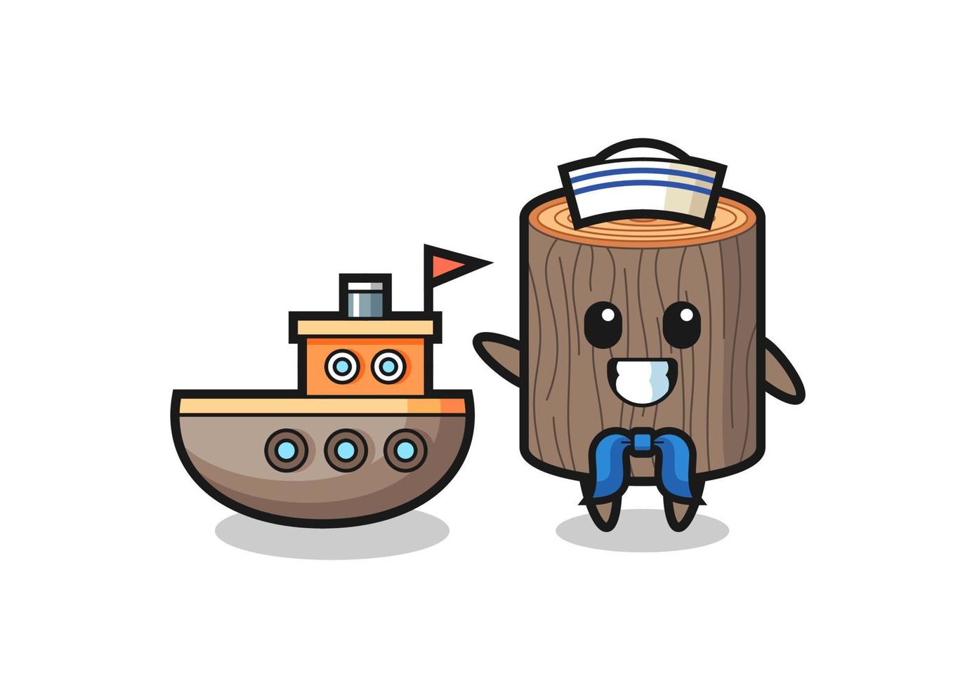 Character mascot of tree stump as a sailor man vector