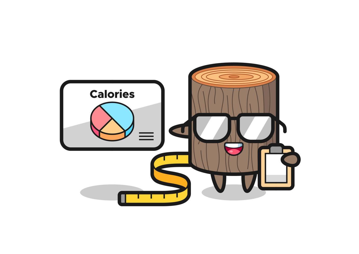 Illustration of tree stump mascot as a dietitian vector