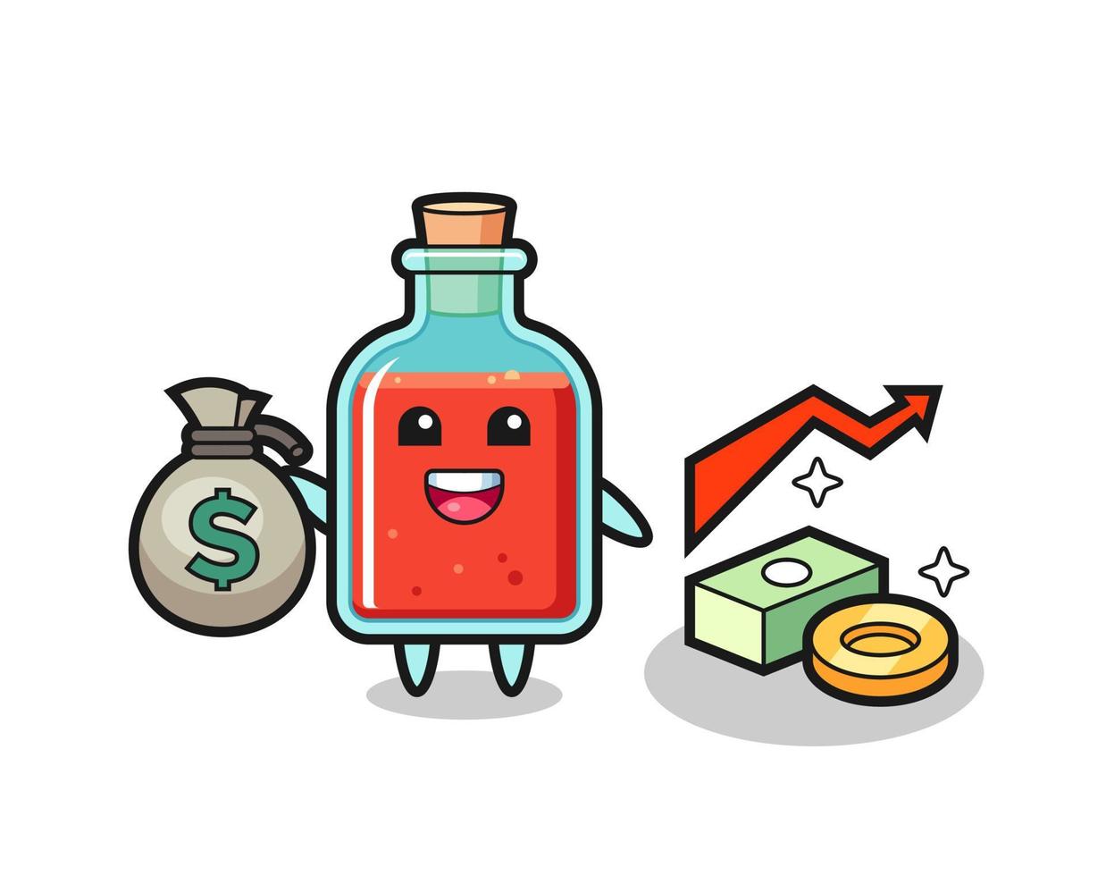 square poison bottle illustration cartoon holding money sack vector