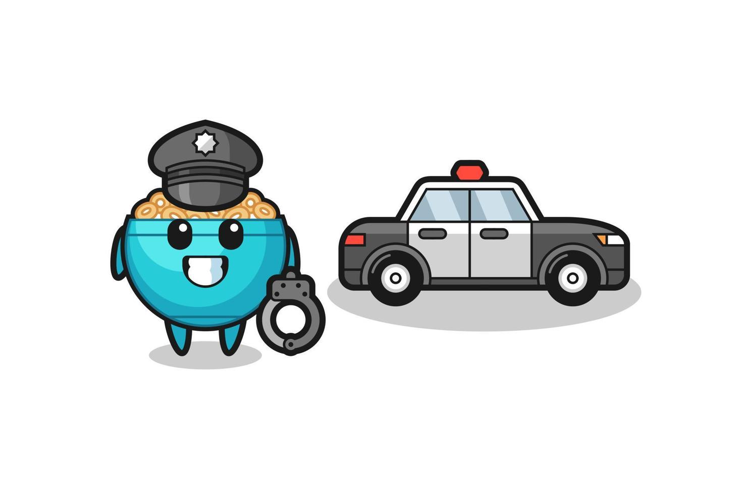 Cartoon mascot of cereal bowl as a police vector