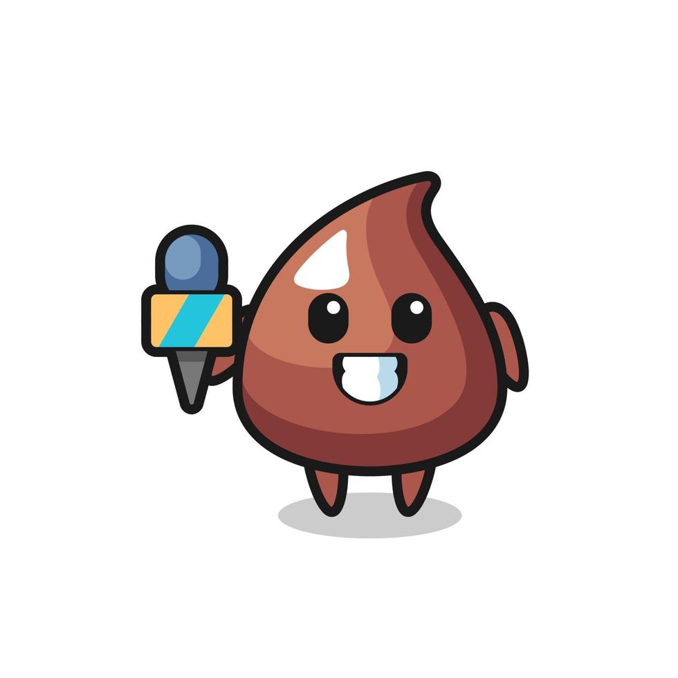 Character mascot of choco chip as a news reporter vector