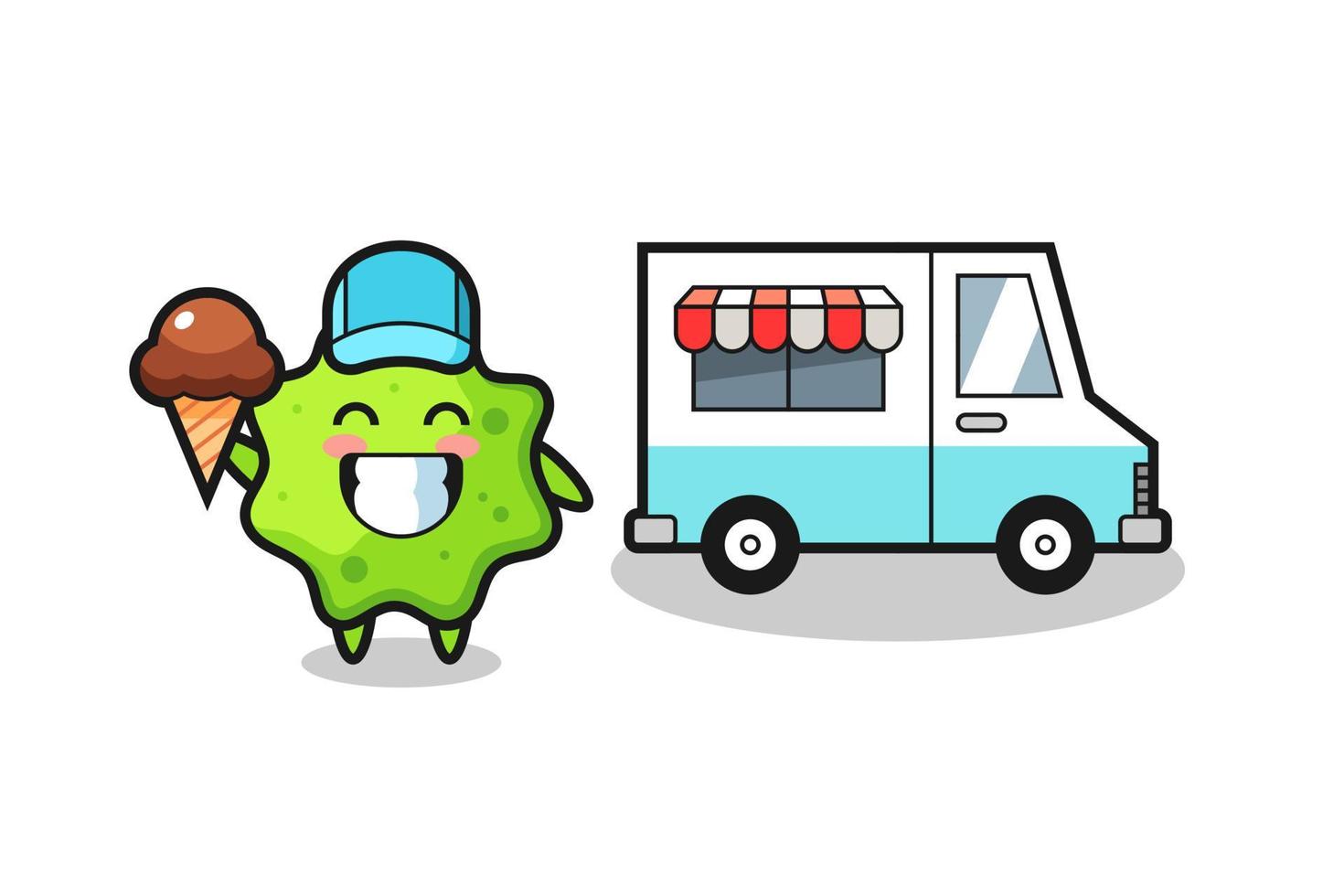 Mascot cartoon of splat with ice cream truck vector