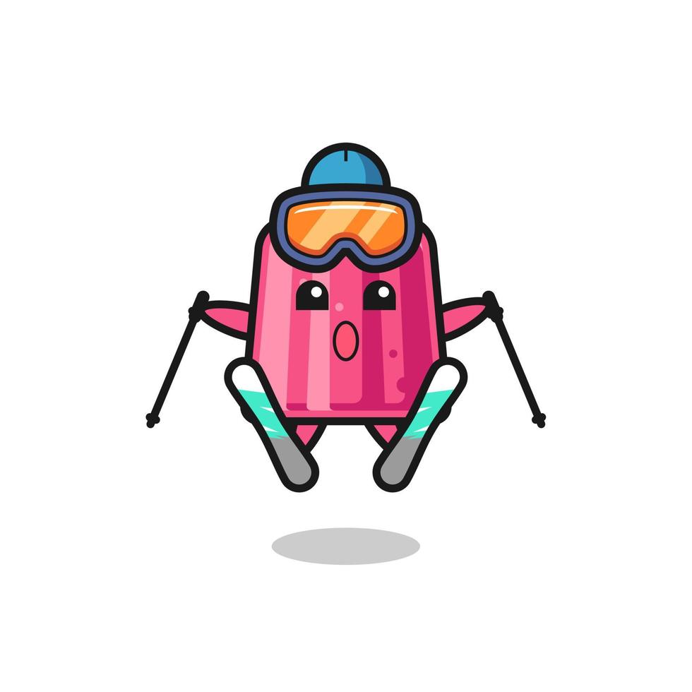 jelly mascot character as a ski player vector