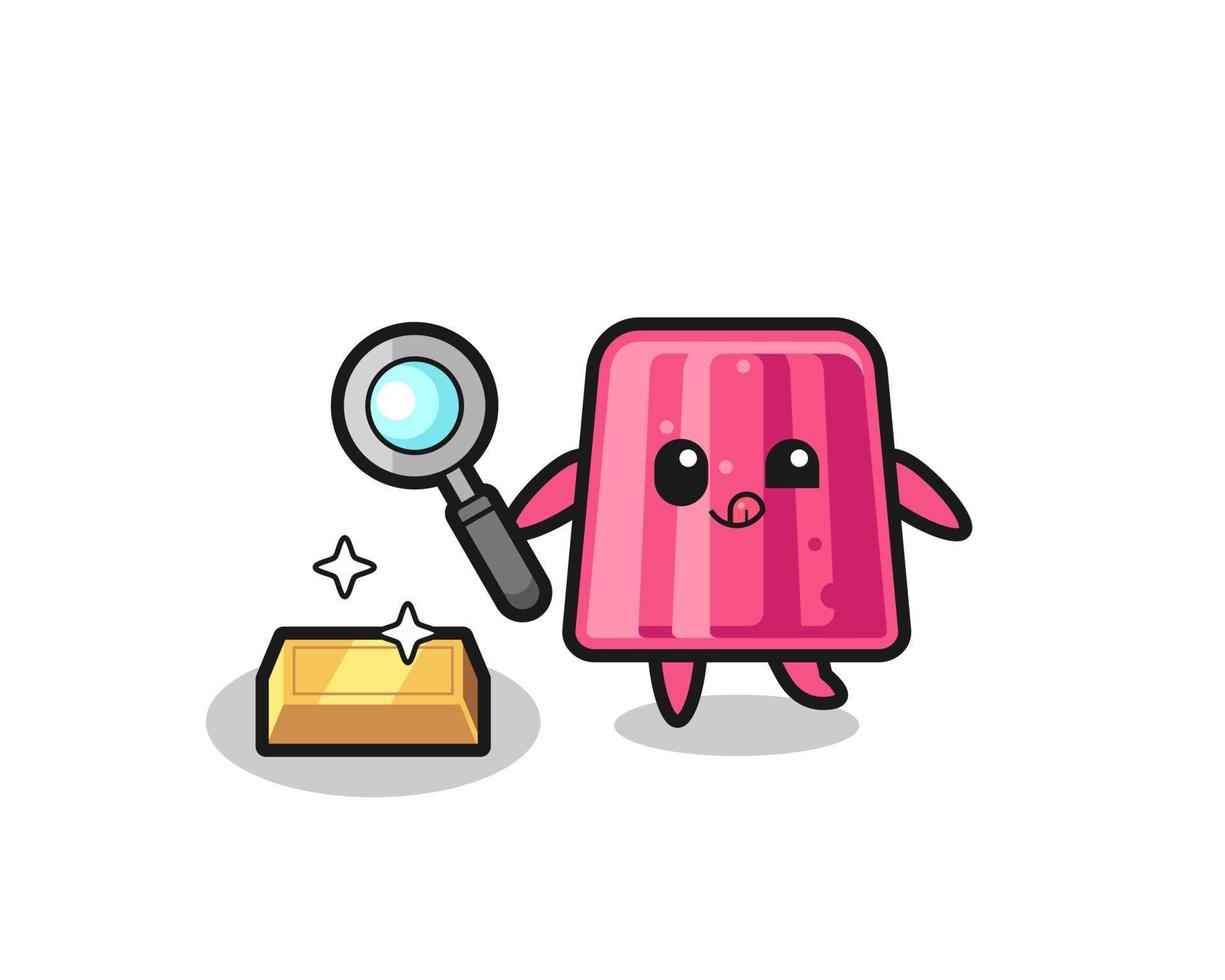 jelly character is checking the authenticity of the gold bullion vector