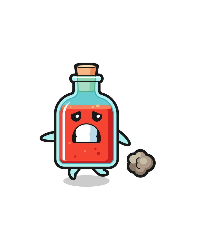 illustration of the square poison bottle running in fear vector