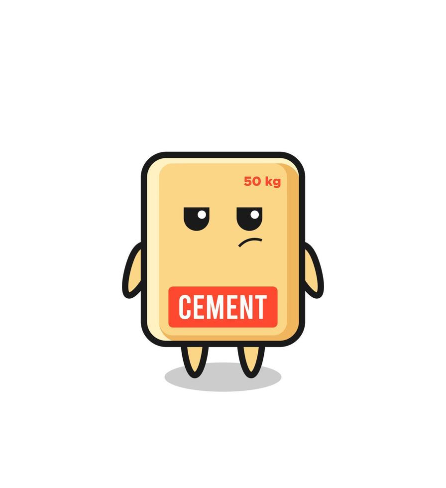 cute cement sack character with suspicious expression vector