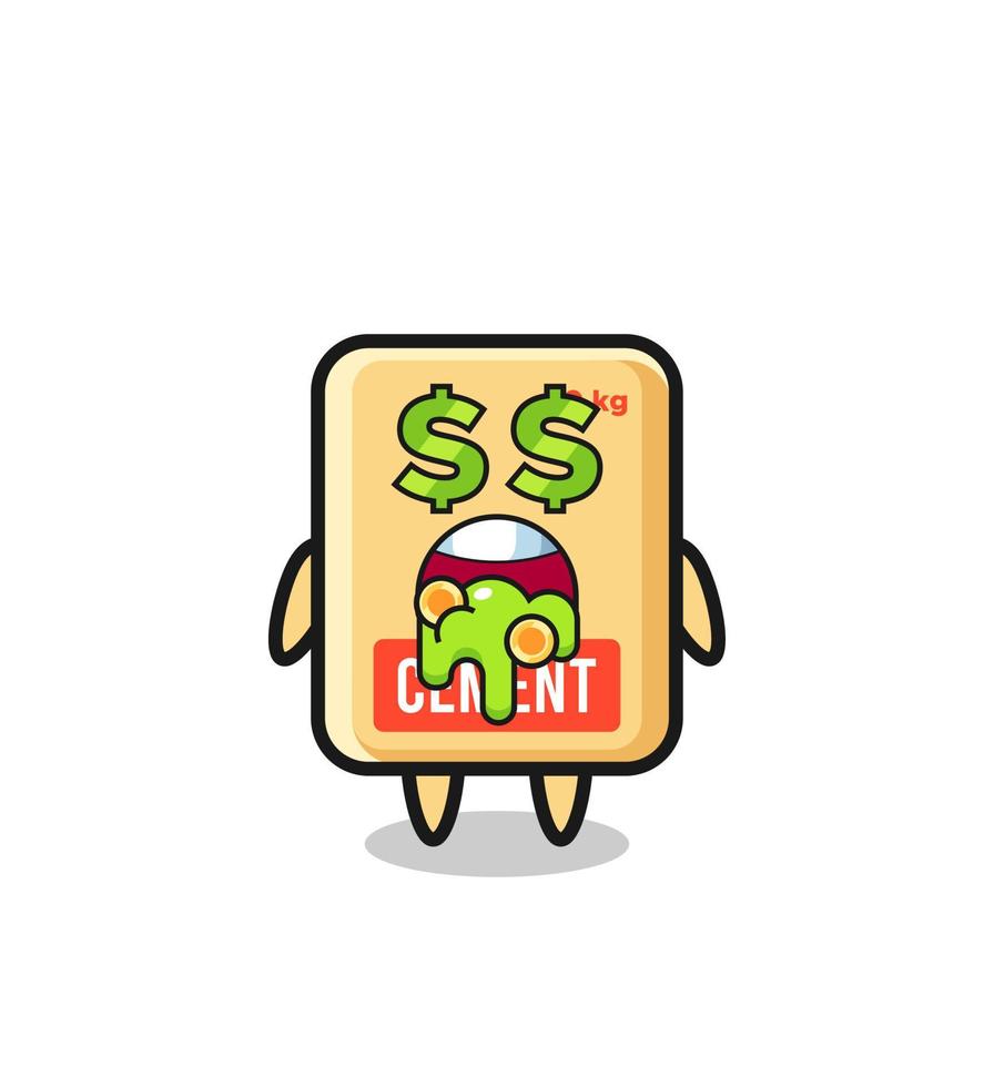 cement sack character with an expression of crazy about money vector