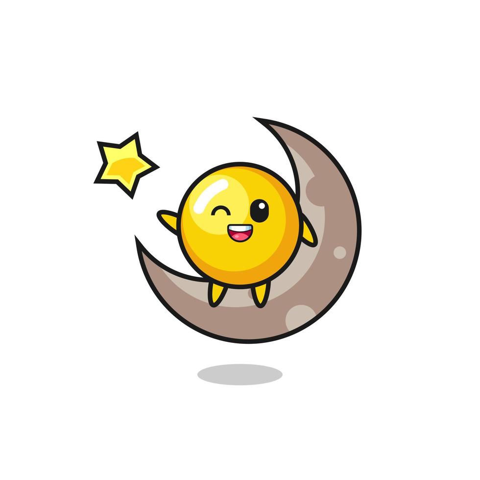 illustration of egg yolk cartoon sitting on the half moon vector