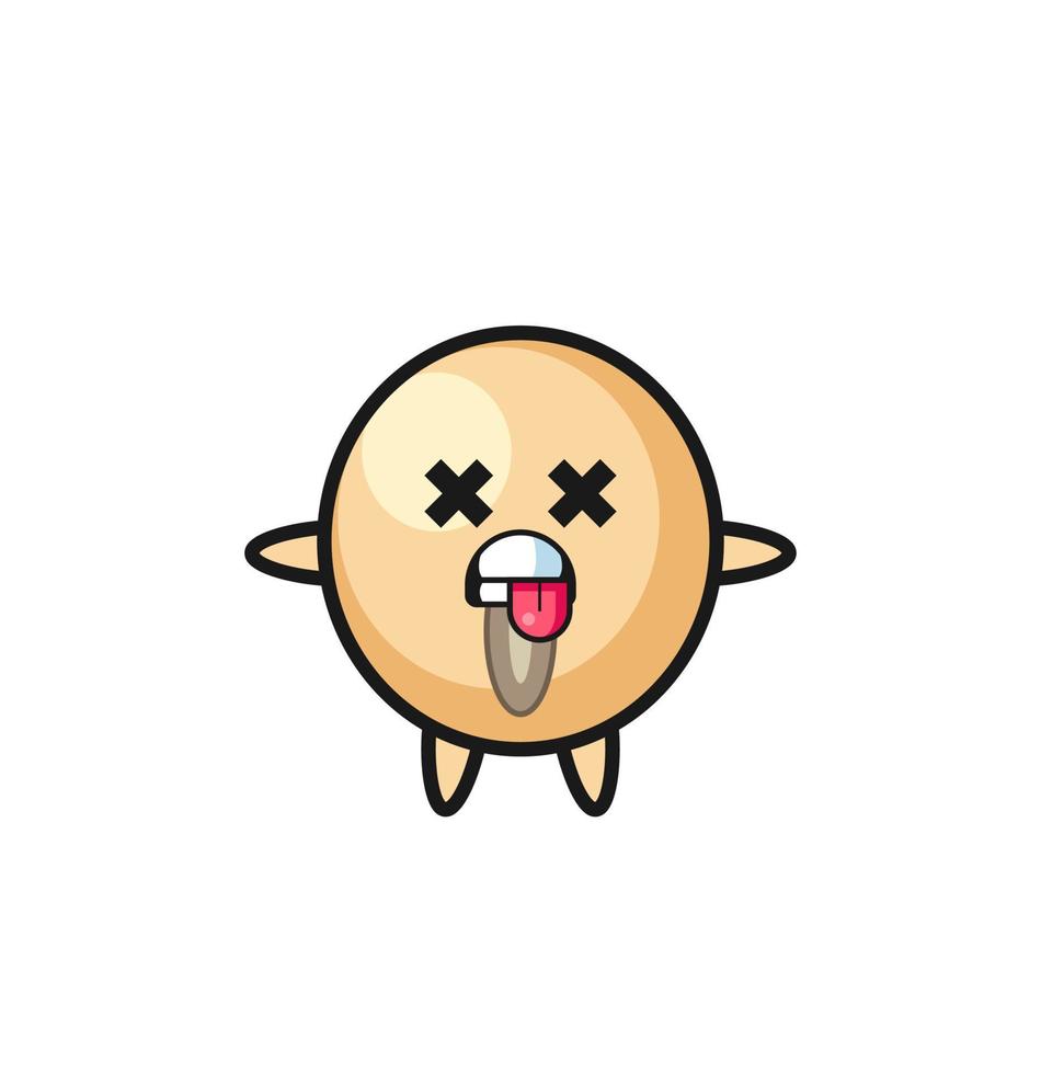 character of the cute soy bean with dead pose vector