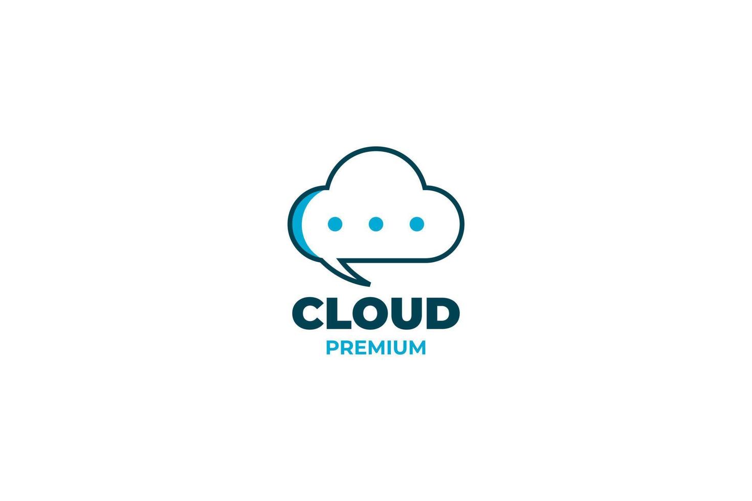 Flat cloud with speech bubble logo vector template design