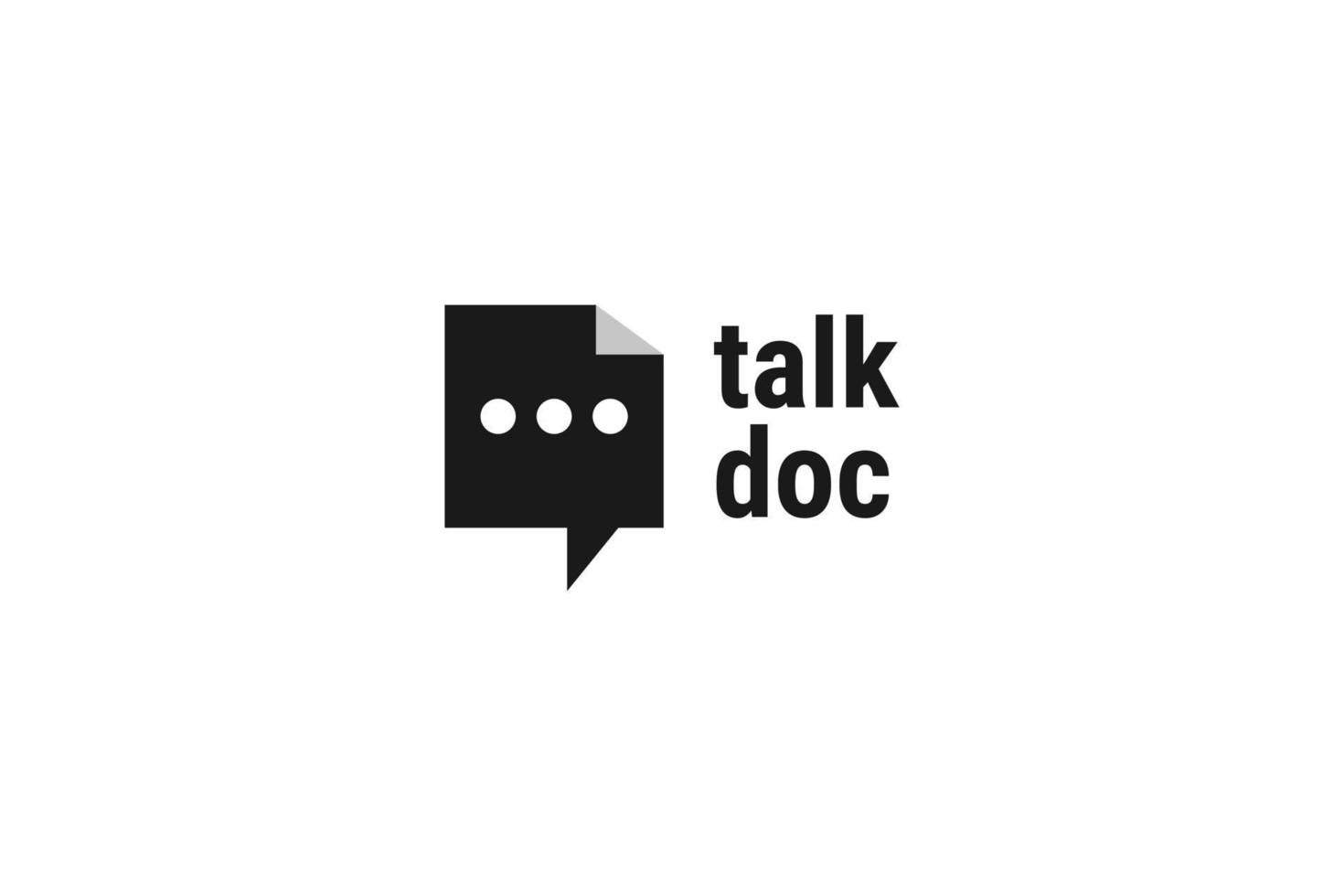 Flat document talk or chat logo design vector template