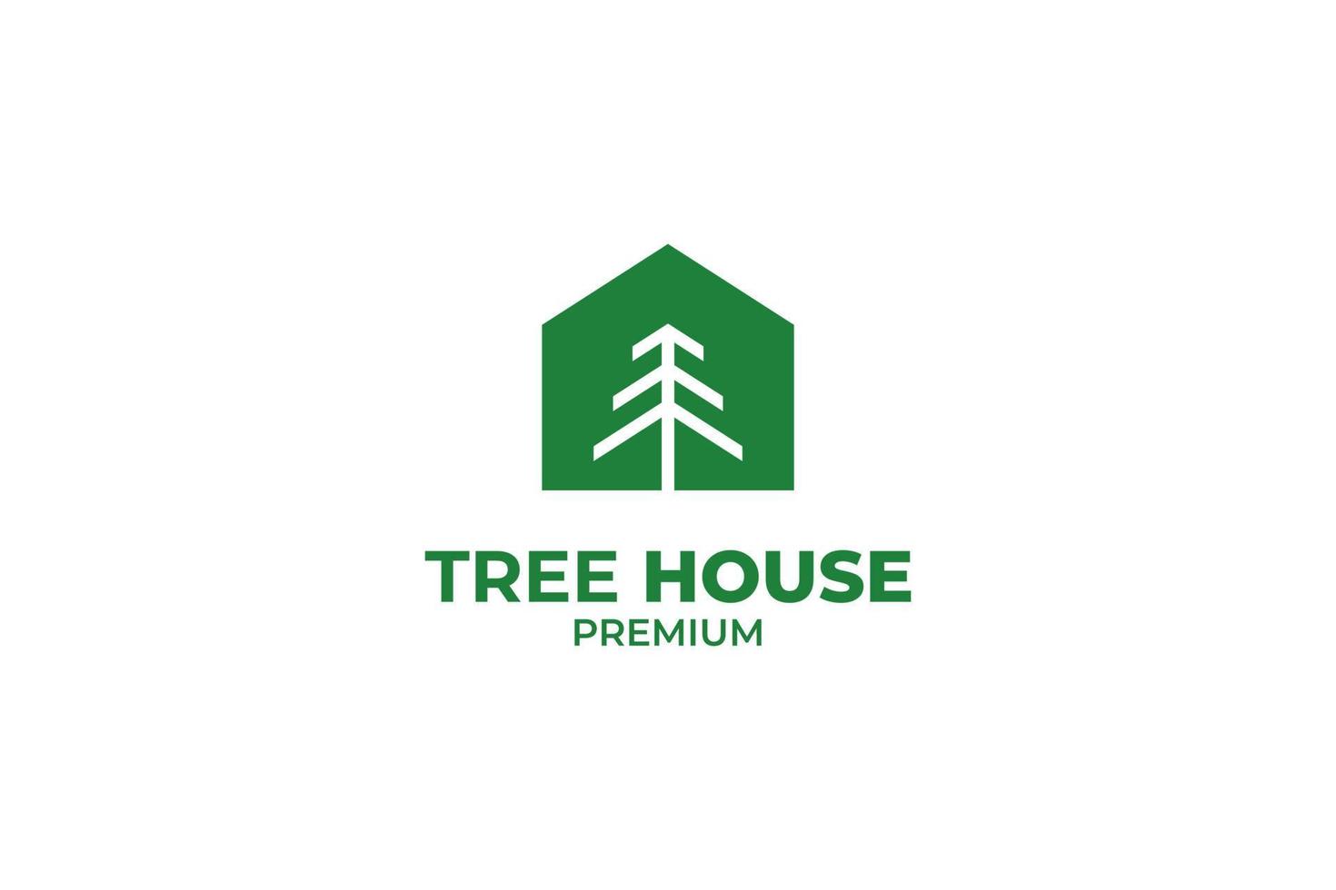 logotipo de casa plana con diseño de plantilla de vector de árbol
