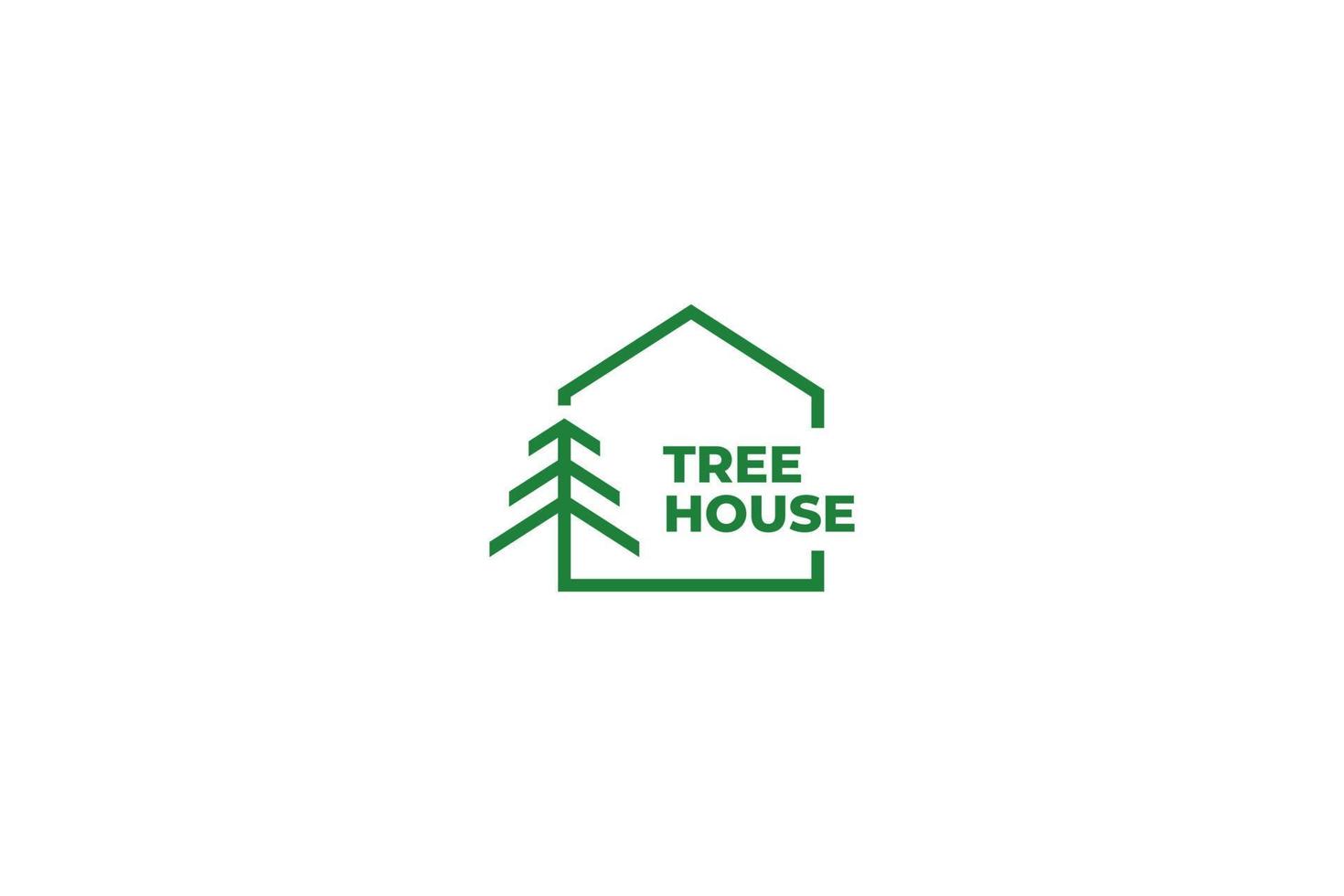 Flat house logo with tree vector template design