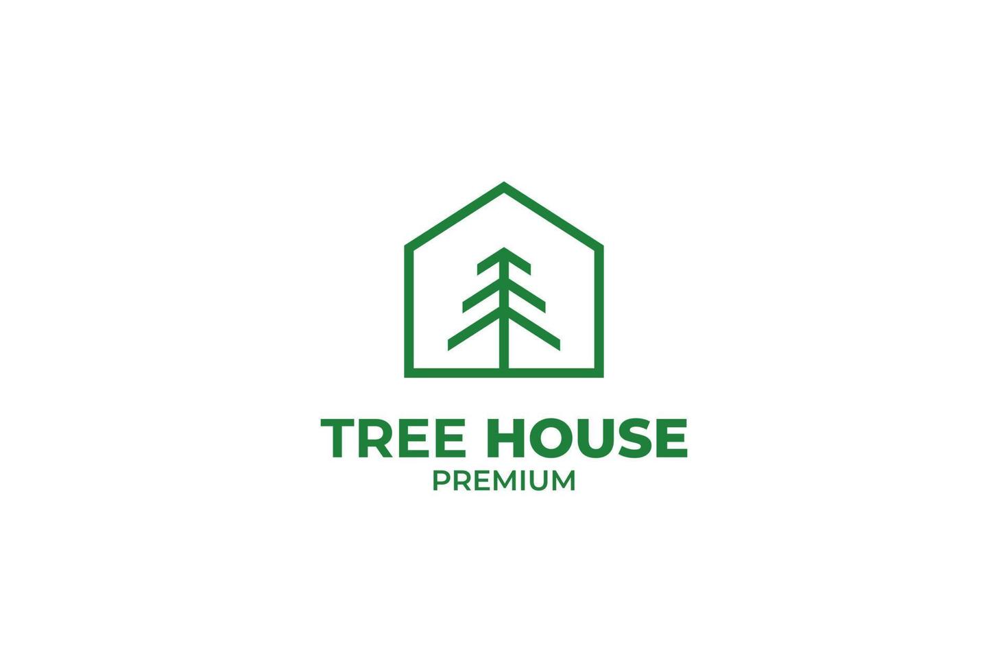 Flat house logo with tree vector template design