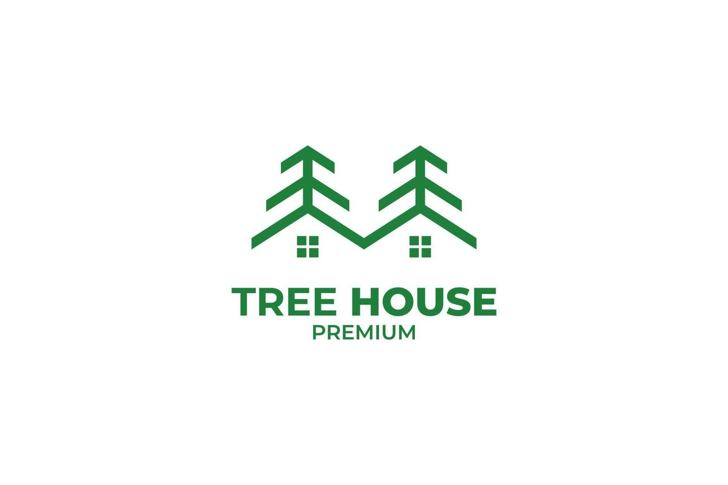Flat house logo with tree vector template design
