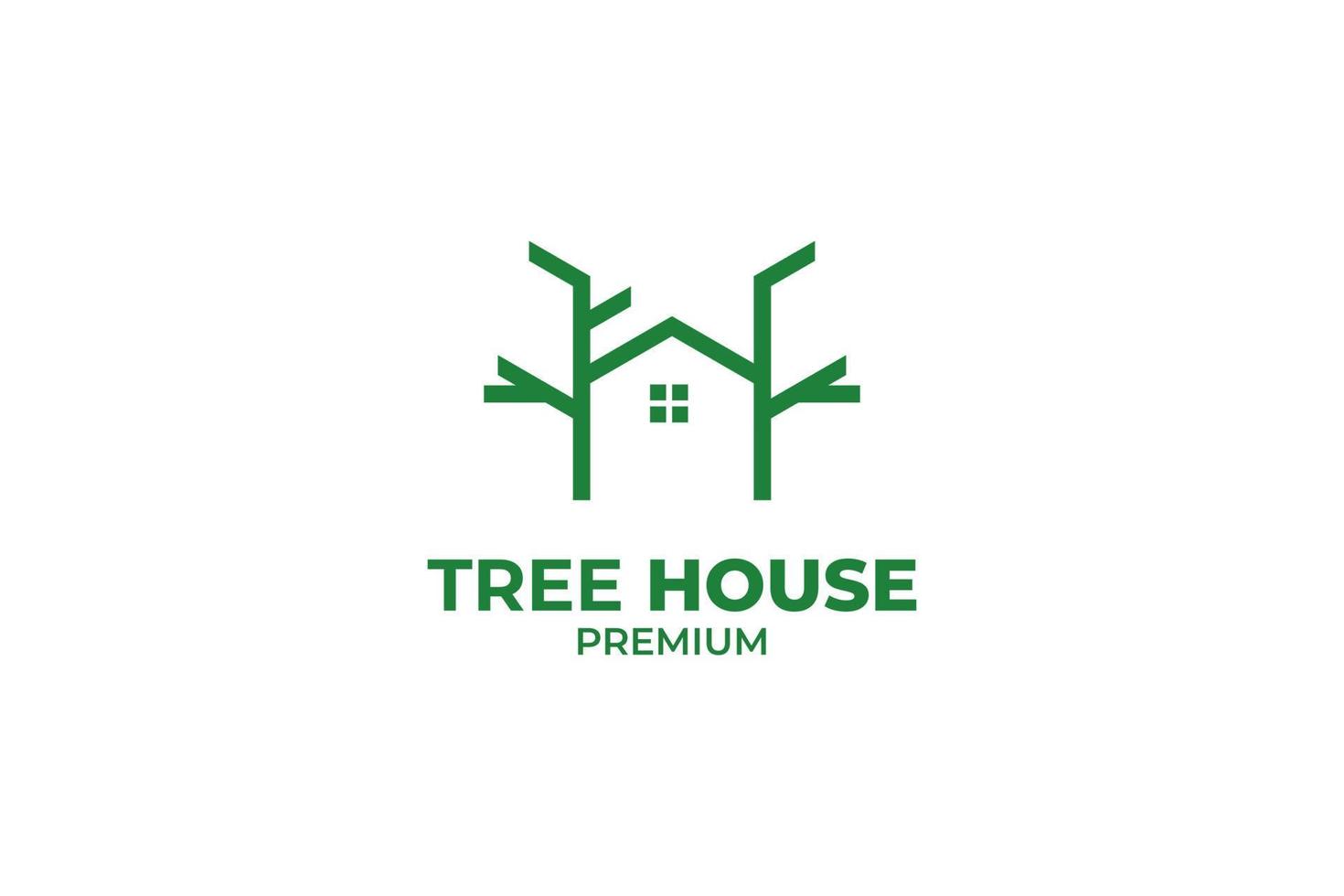 Flat house logo with tree vector template design