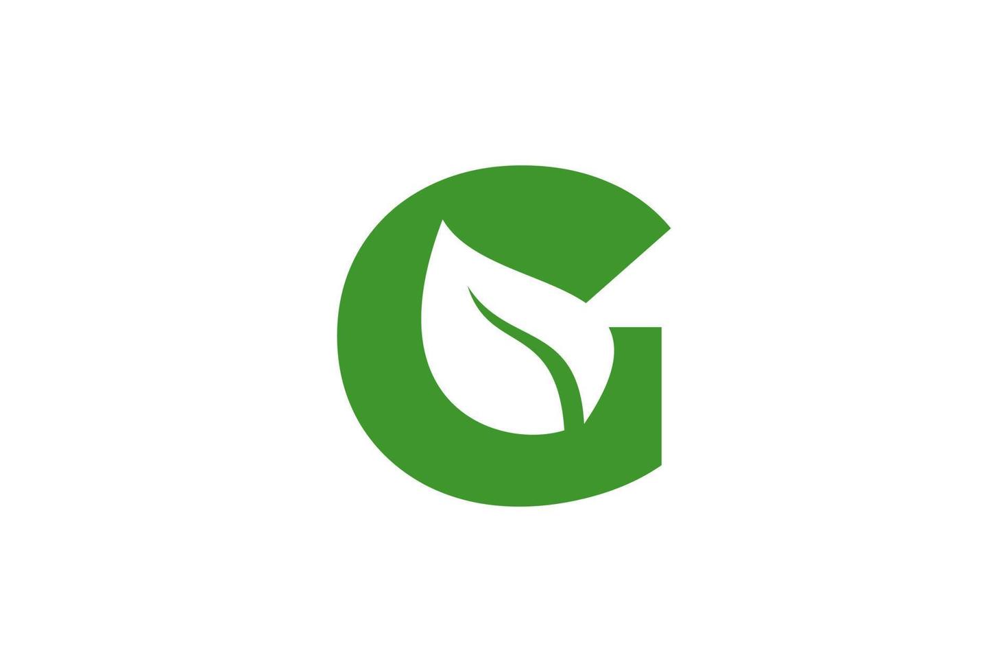 Flat G leaf logo design vector template illustration