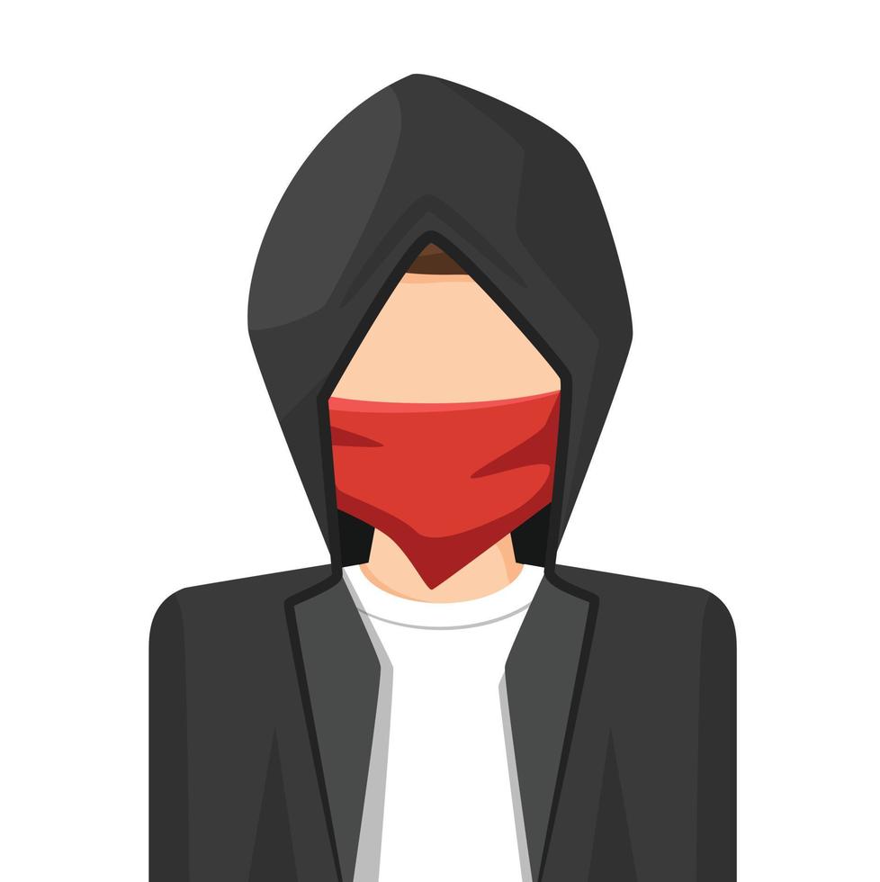 hacker en vector plano simple. icono o símbolo de perfil personal. Ilustración de vector de concepto de personas.