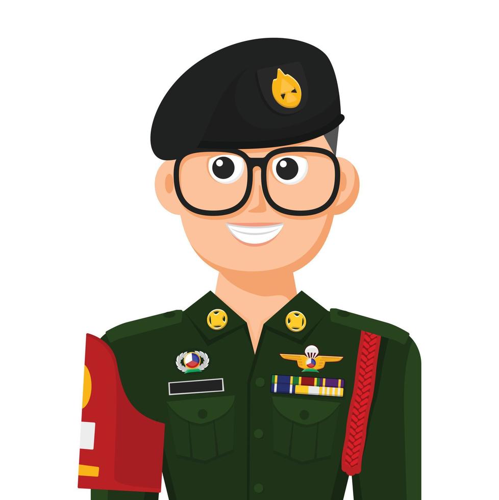 guardia de seguridad de tailandia en vector plano simple. icono o símbolo de perfil personal. Ilustración de vector de concepto de personas.