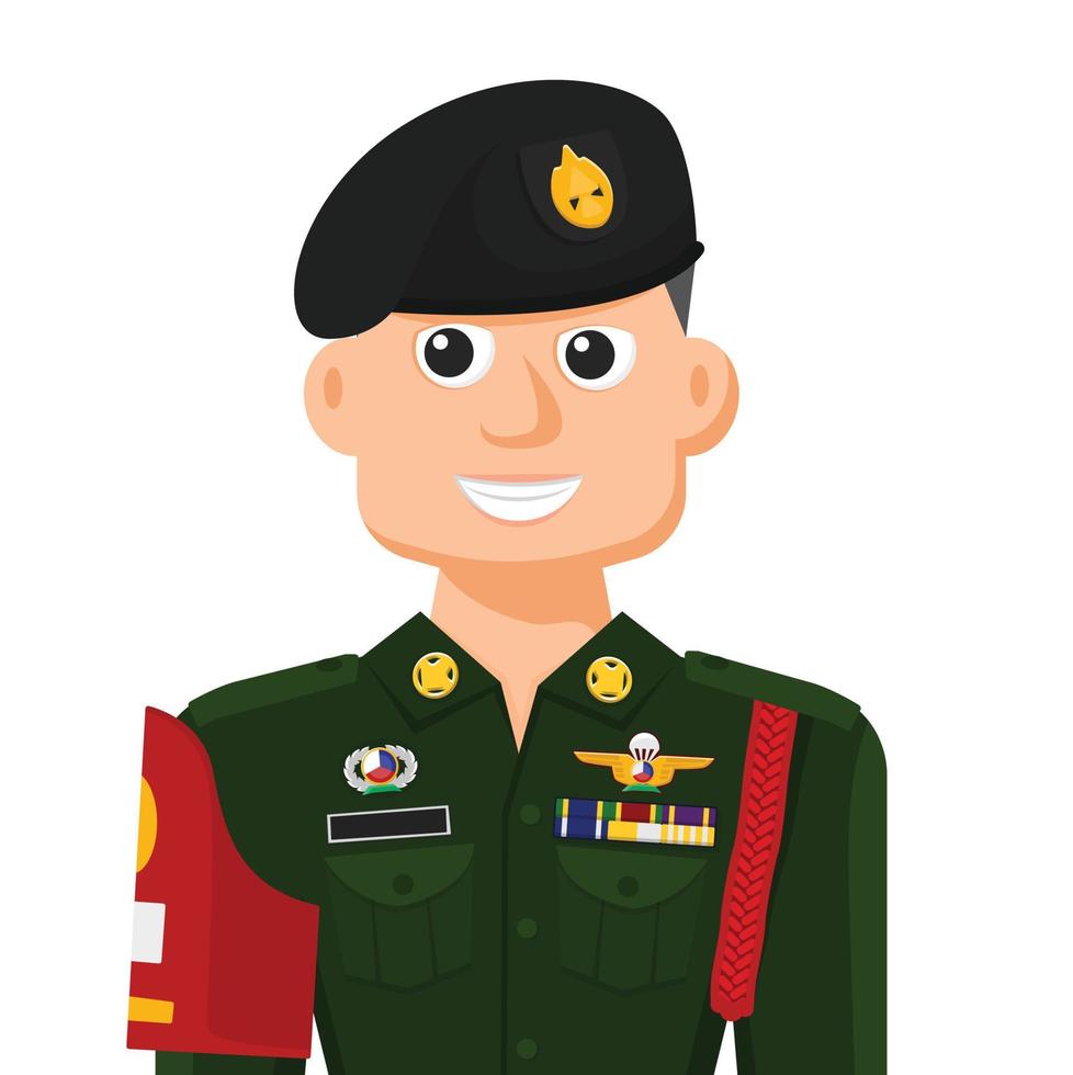 guardia de seguridad de tailandia en vector plano simple. icono o símbolo de perfil personal. Ilustración de vector de concepto de personas.