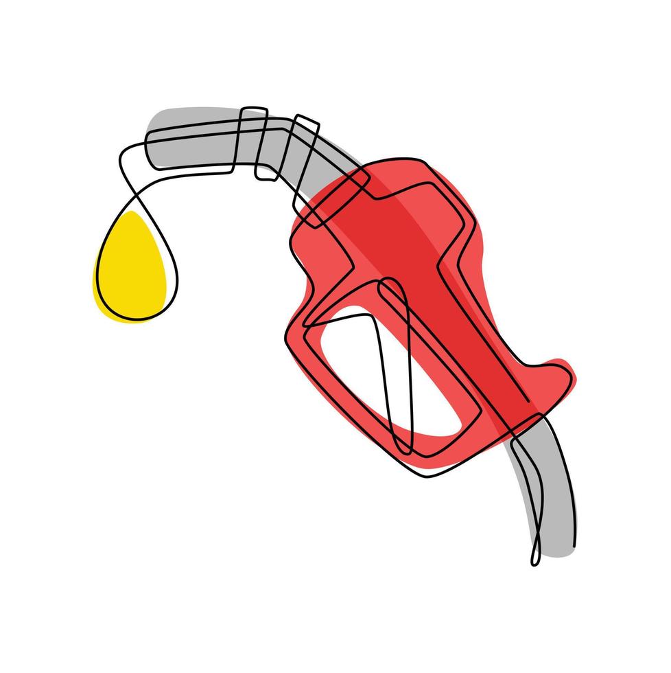 línea continua de boquilla de combustible. objeto de concepto de energía en ilustración de vector delgado simple.