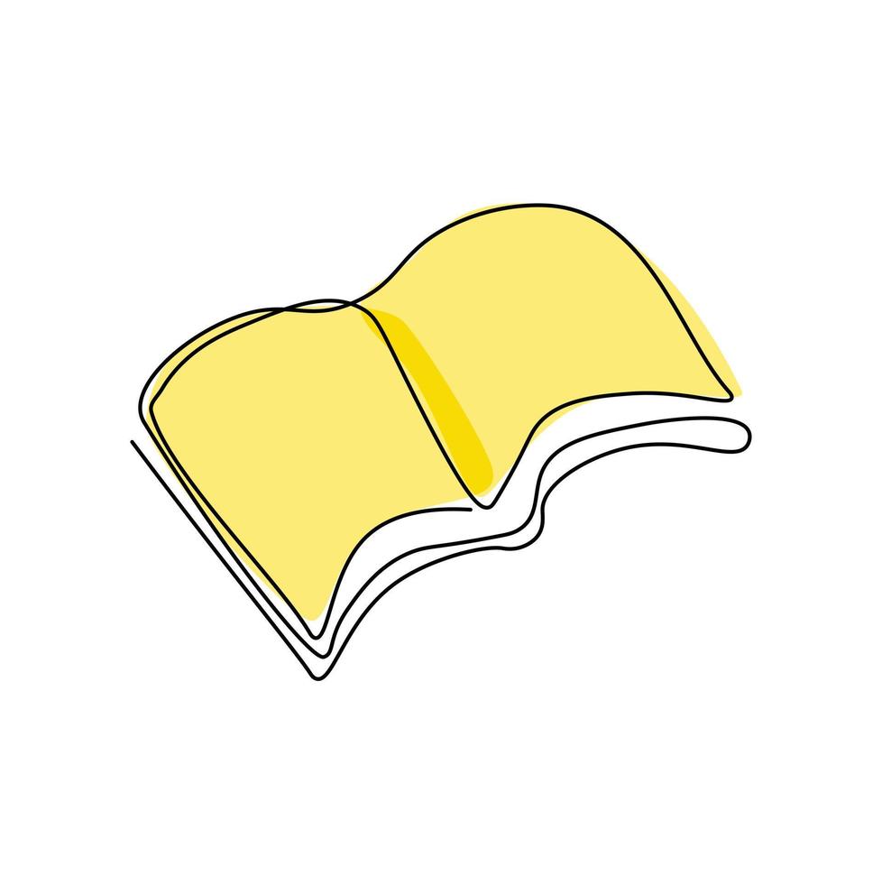 Continuous line of book. education concept object in simple thin vector illustration.