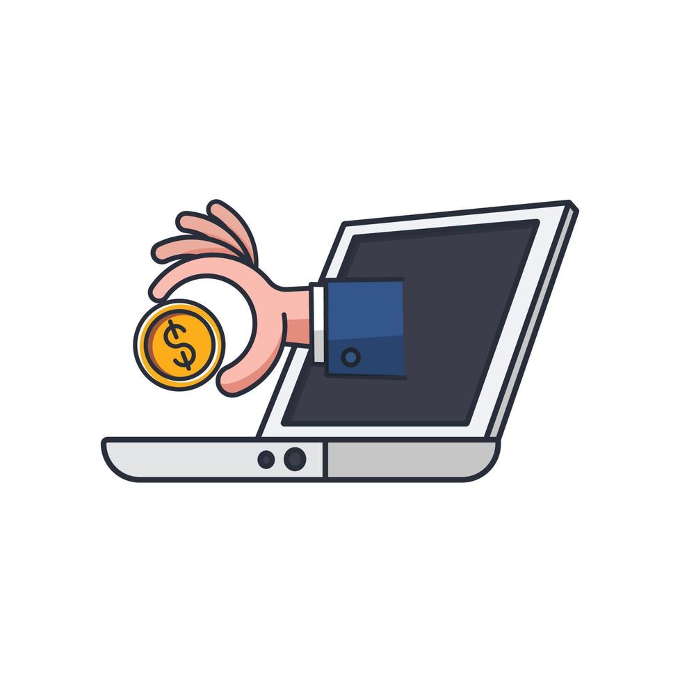 Colored thin icon of financial crime from online, business and finance concept vector illustration.