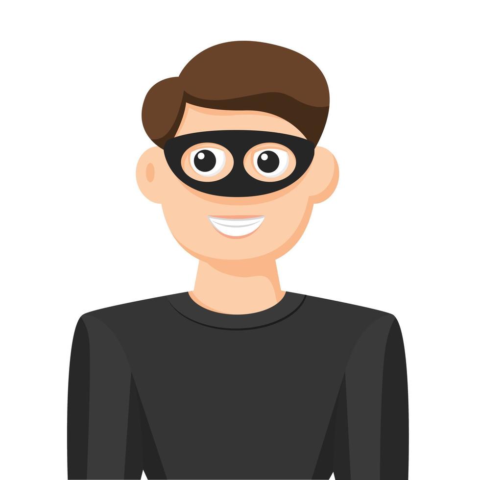 Robber in simple flat vector, personal profile icon or symbol, people concept vector illustration.