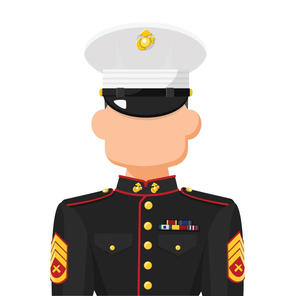 nosotros sargento marino en vector plano simple. icono o símbolo de perfil personal. Ilustración de vector de concepto de personas militares.