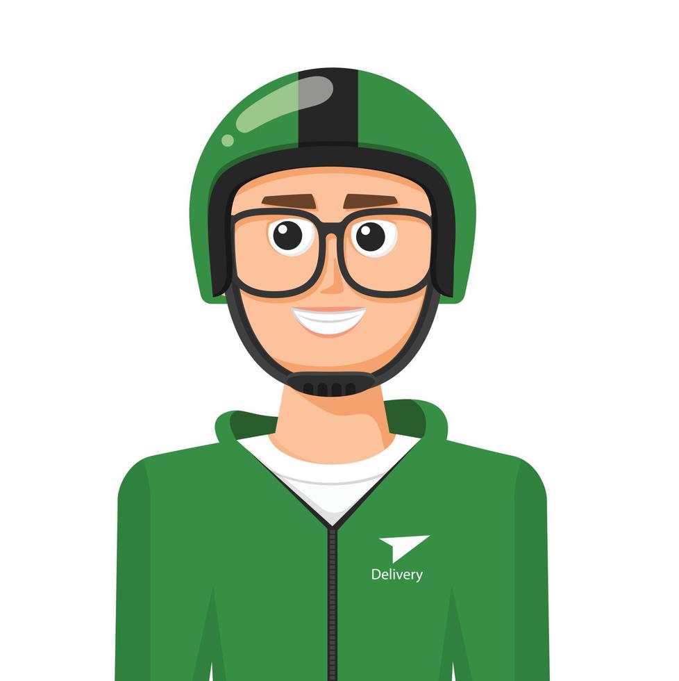 Delivery rider in simple flat vector. personal profile icon or symbol. people concept vector illustration.