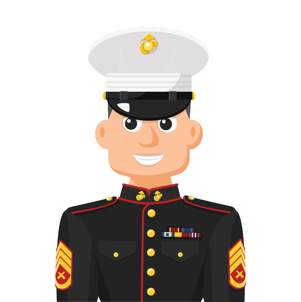 nosotros sargento marino en vector plano simple. icono o símbolo de perfil personal. Ilustración de vector de concepto de personas militares.