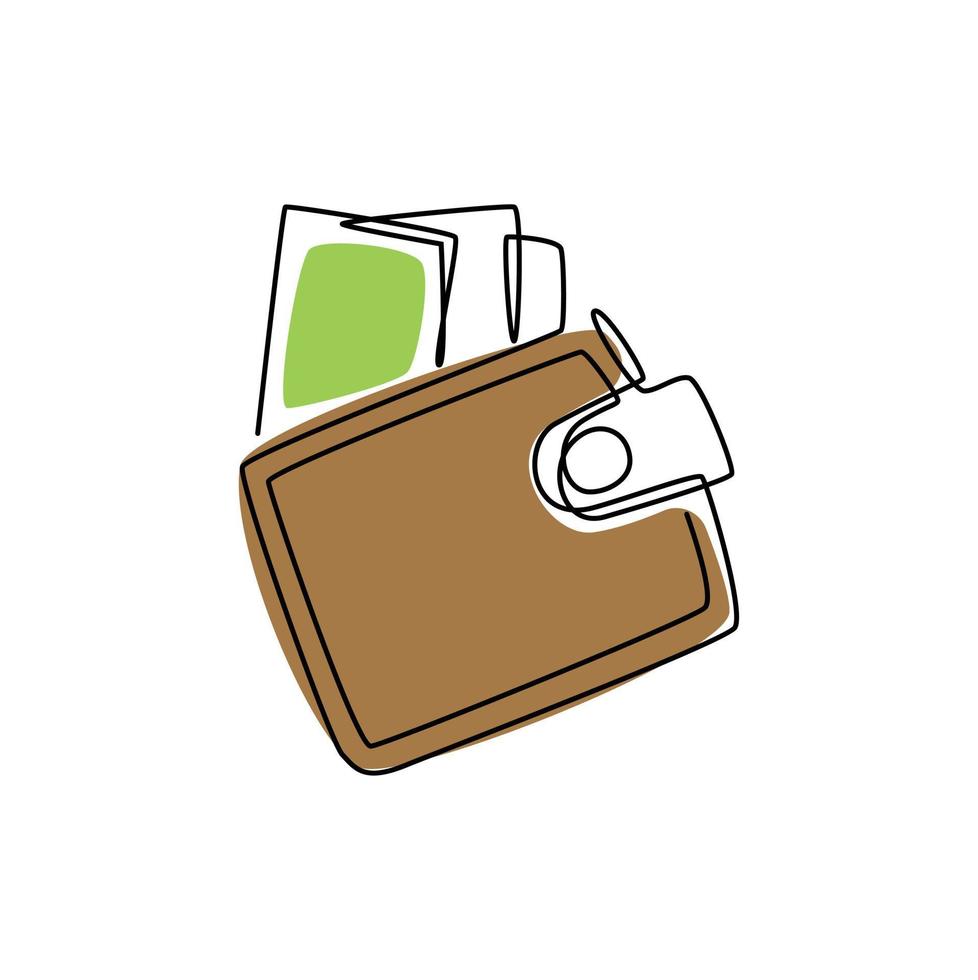 Continuous line of wallet. business concept object in simple thin vector illustration.