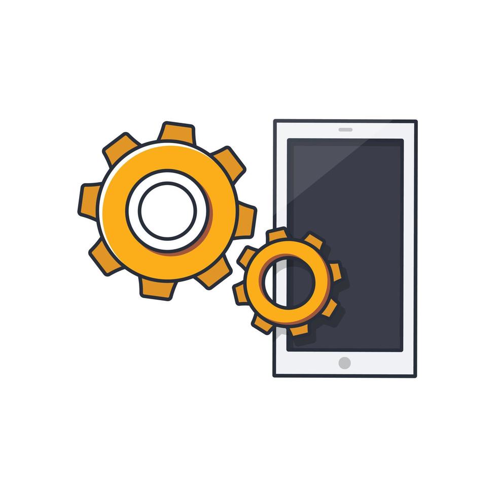 Colored thin icon of phone setting, business and finance concept vector illustration.