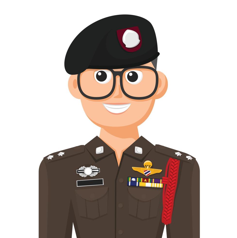 Thai policeman in simple flat vector. personal profile icon or symbol. Government officer. People graphic design  vector illustration.