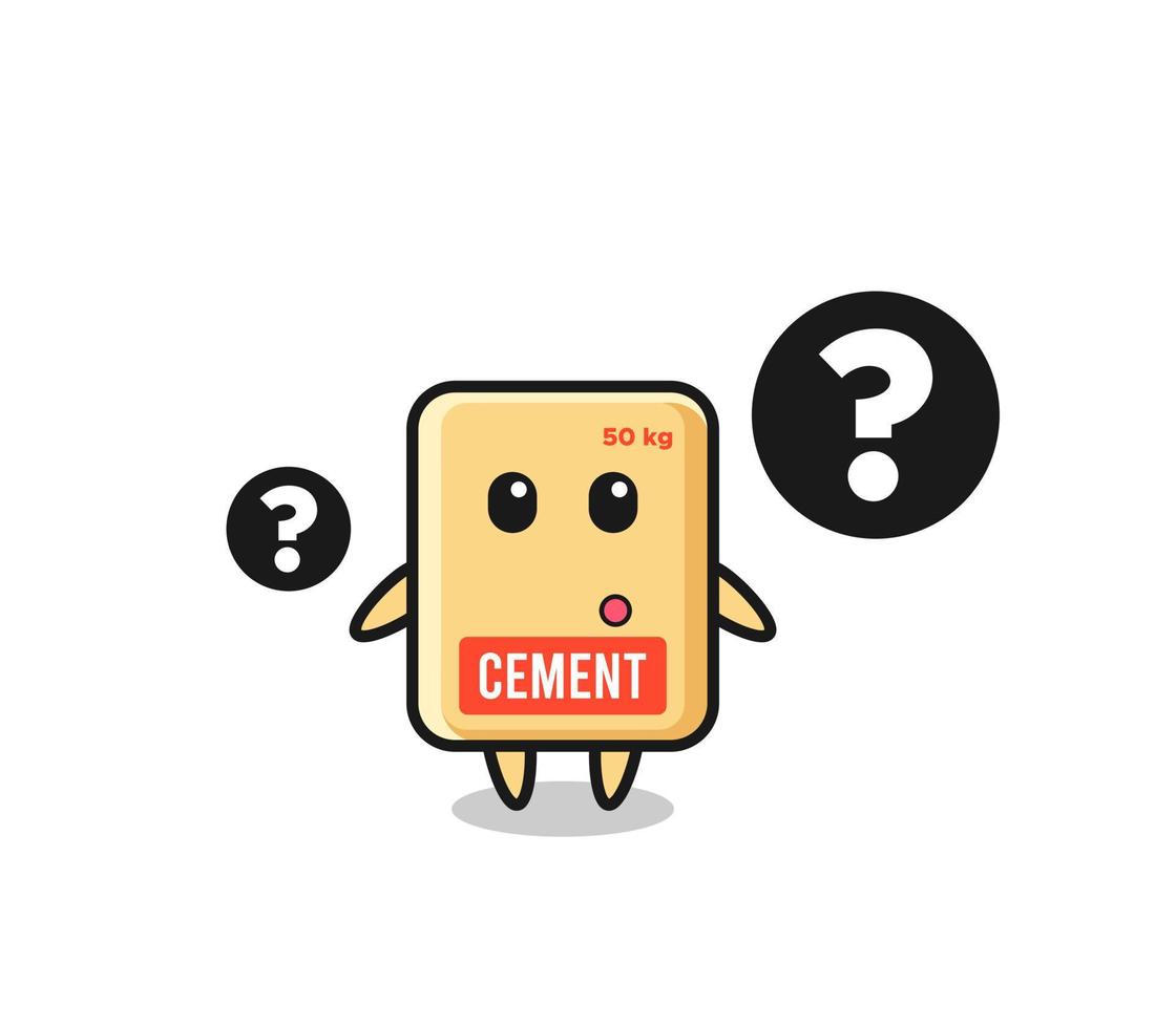 Cartoon Illustration of cement sack with the question mark vector