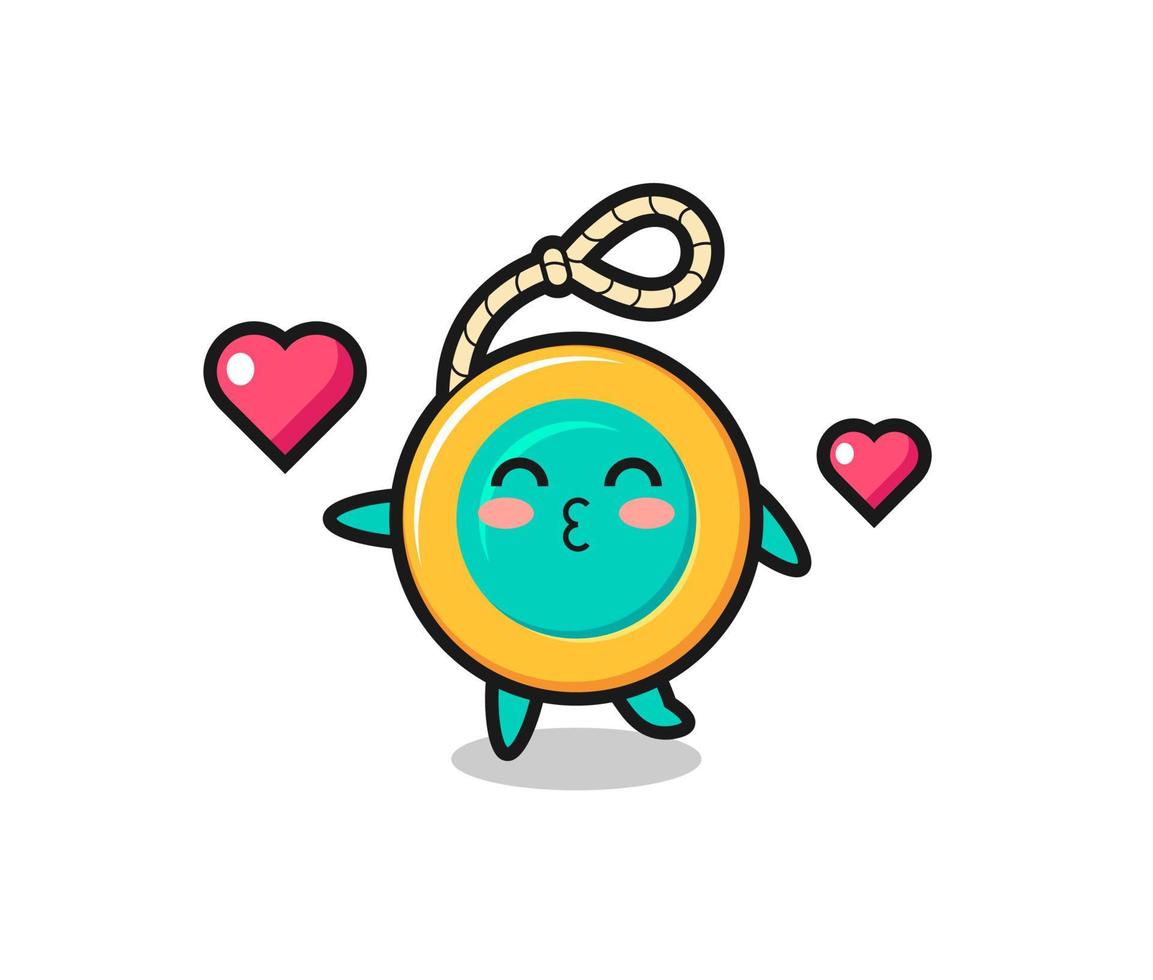 yoyo character cartoon with kissing gesture vector