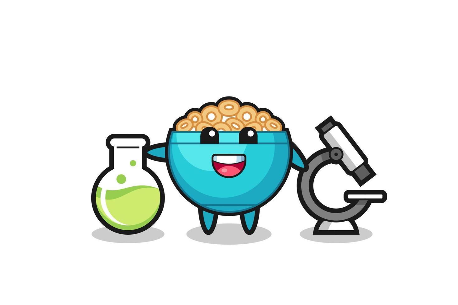 Mascot character of cereal bowl as a scientist vector