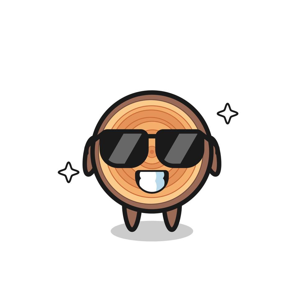 Cartoon mascot of wood grain with cool gesture vector